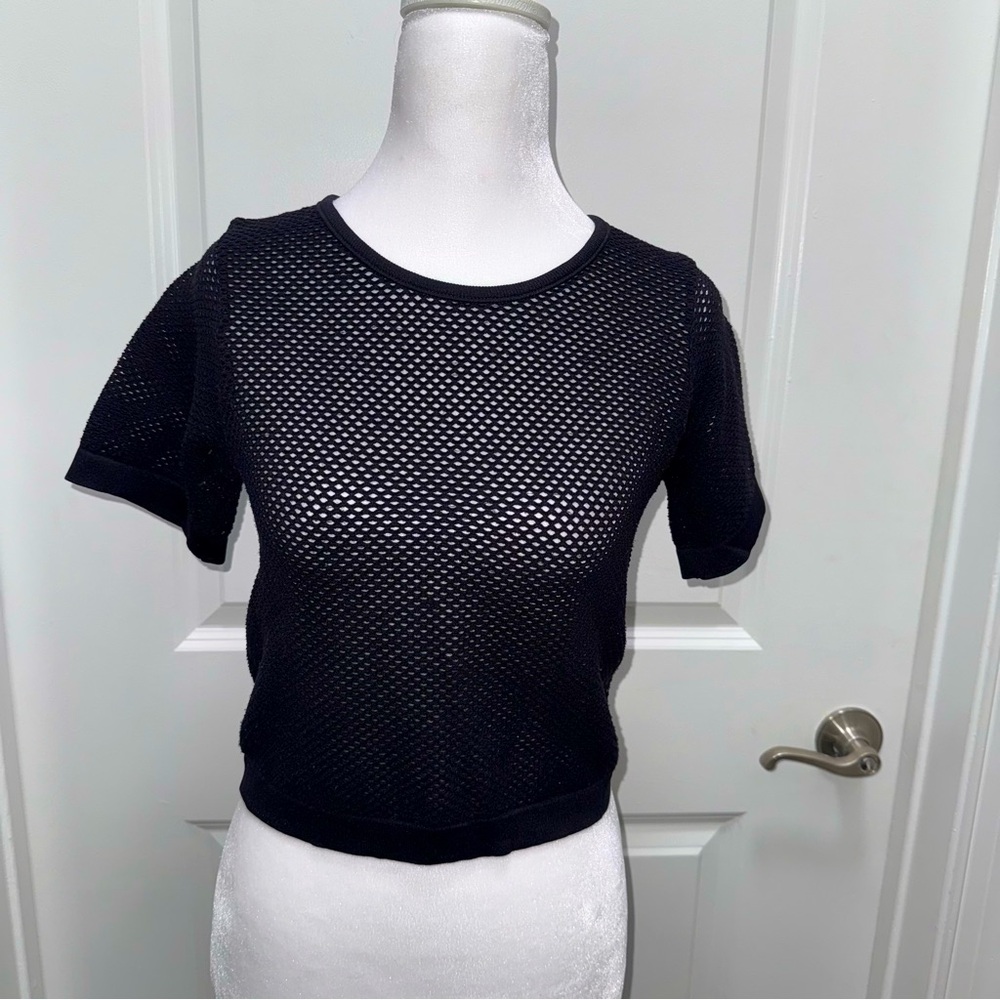 Forever 21 Fishnet Black T-Shirt